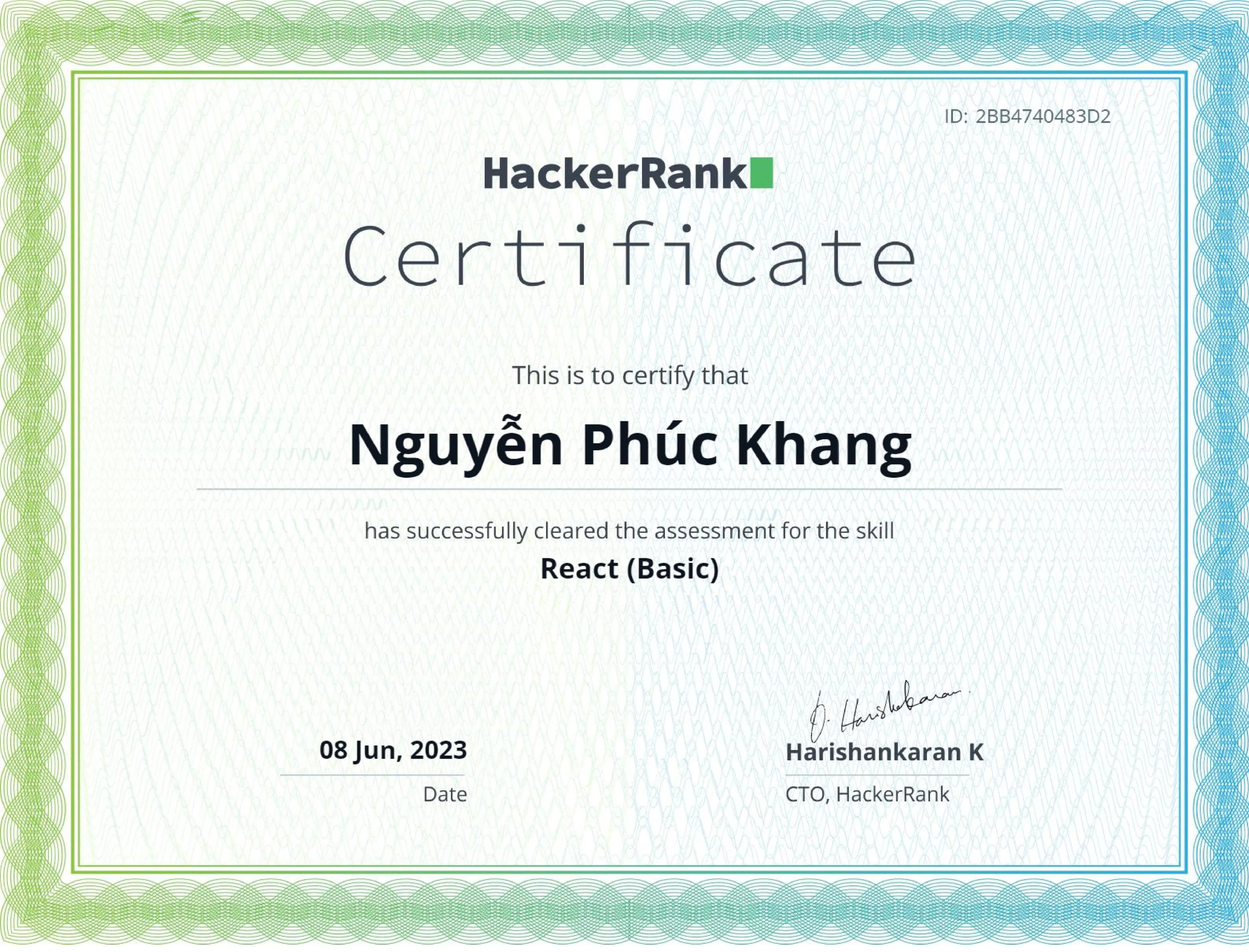 HackerRank React