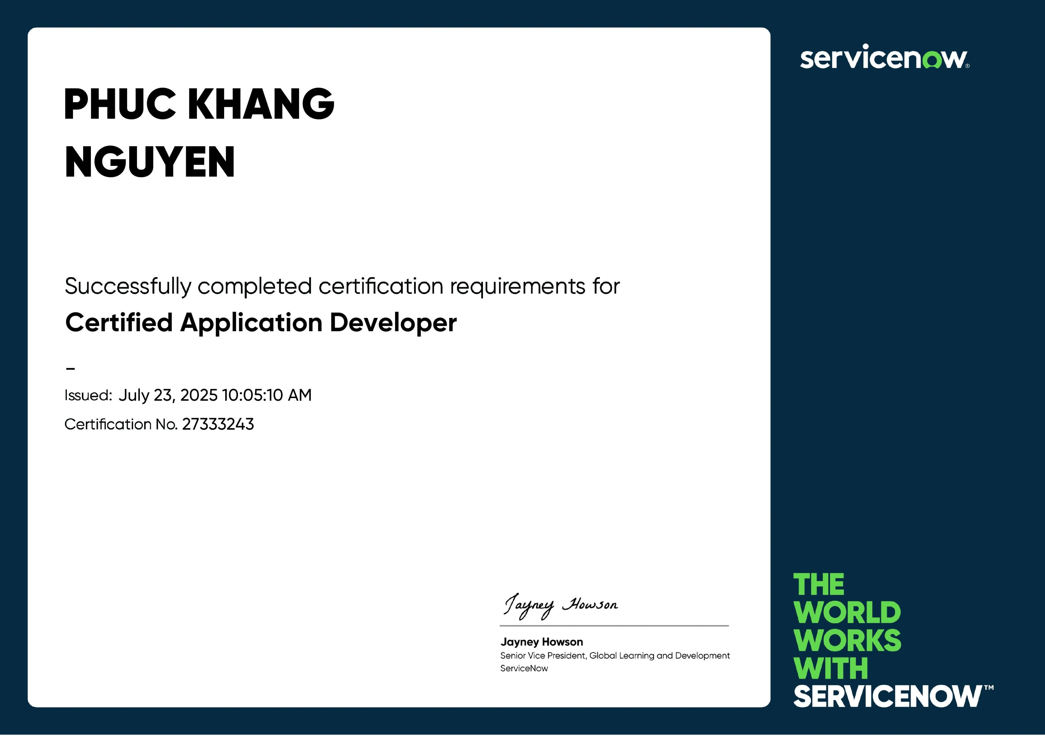 ServiceNow Certified Application Developer