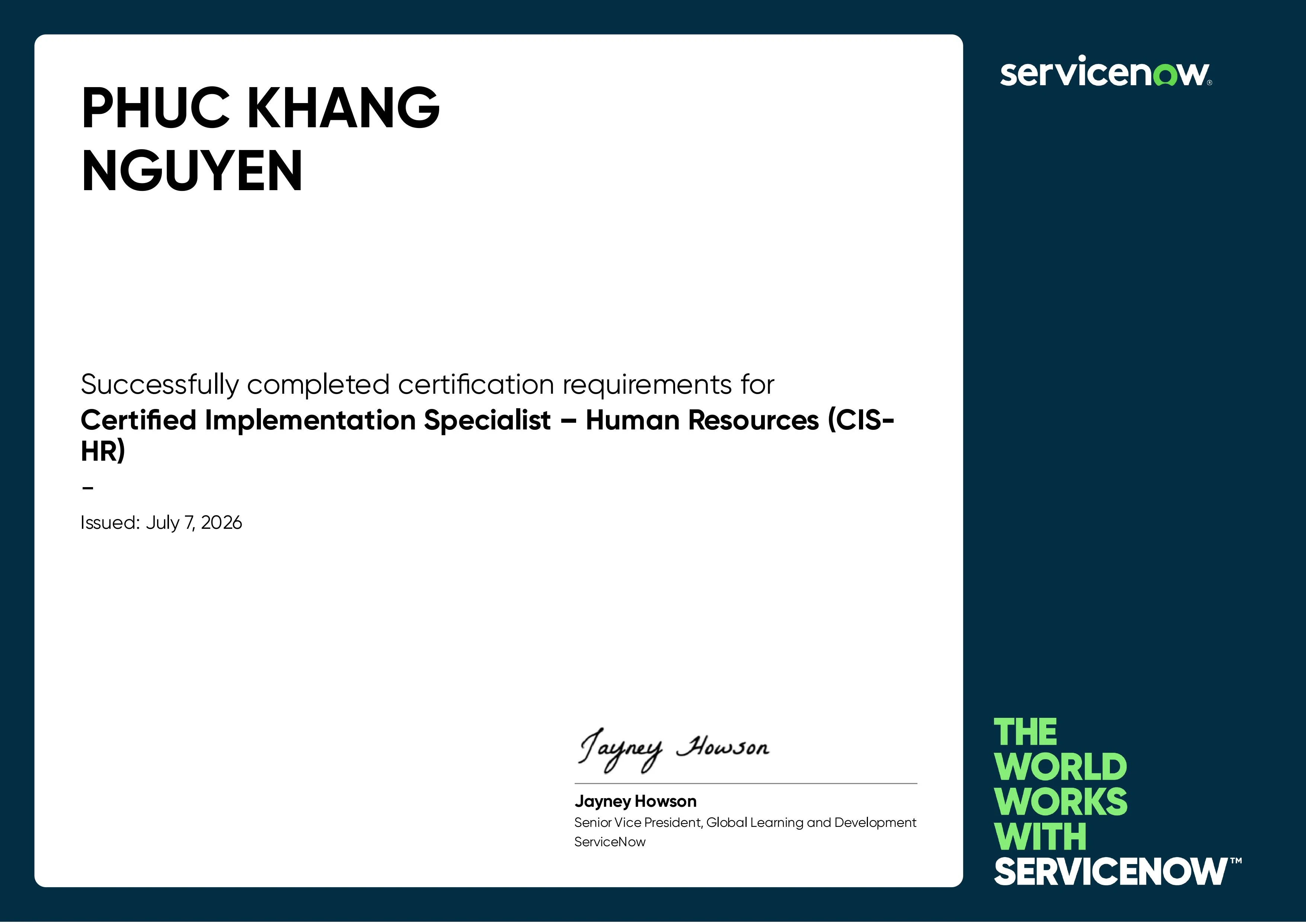 ServiceNow Certified Implementation Specialist - Human Resources