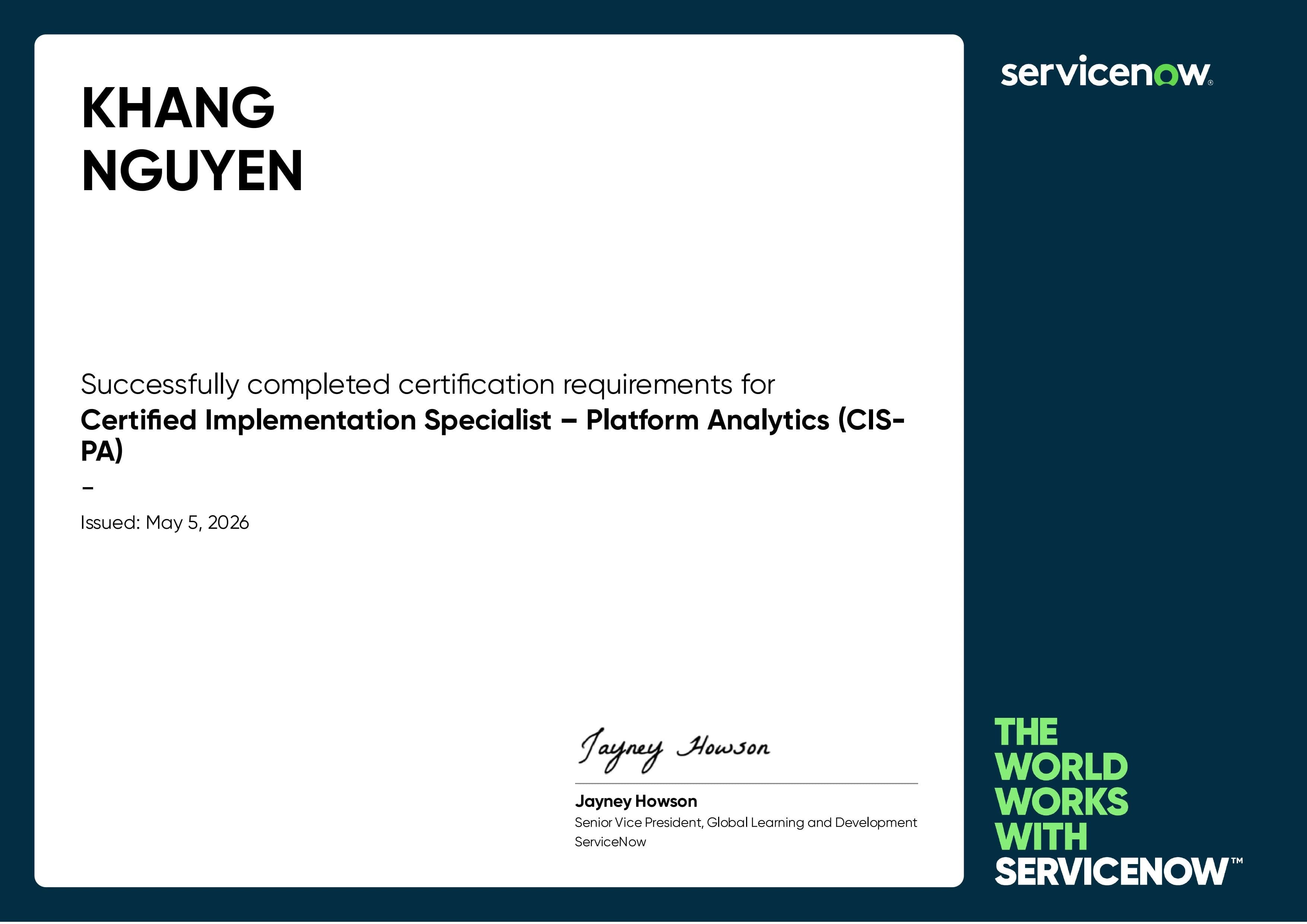 ServiceNow Certified Implementation Specialist - Platform Analytics
