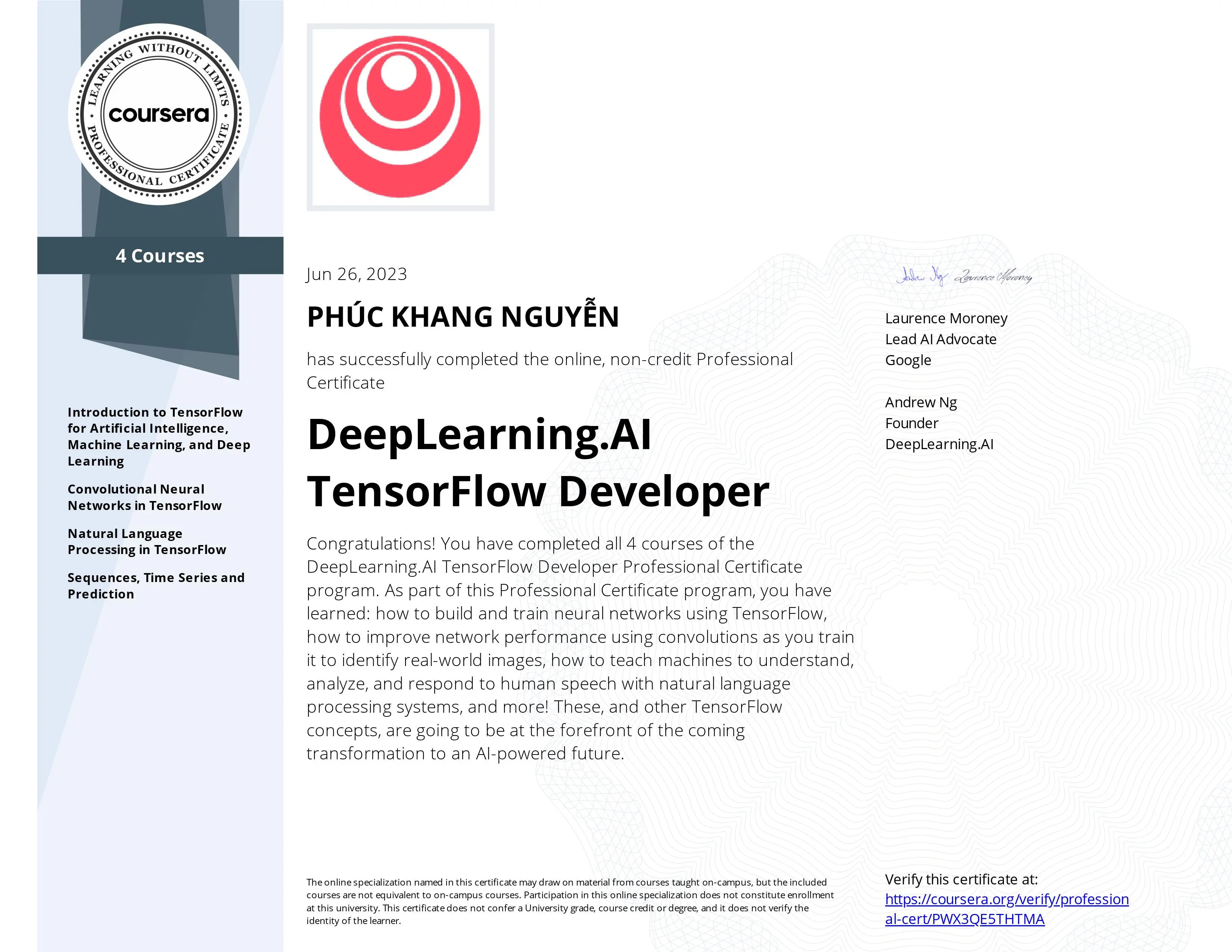 DeepLearning.AI TensorFlow Developer